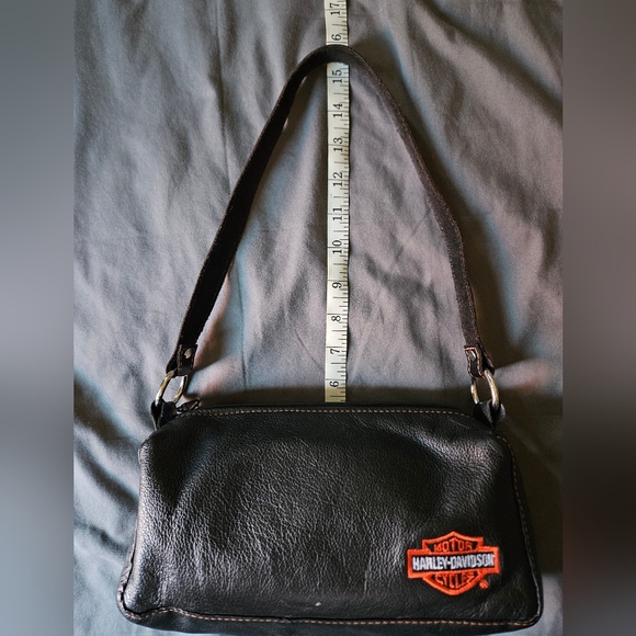 Harley Davidson Genuine Pebbled Leather Black Shoulder Bag - Picture 12 of 13